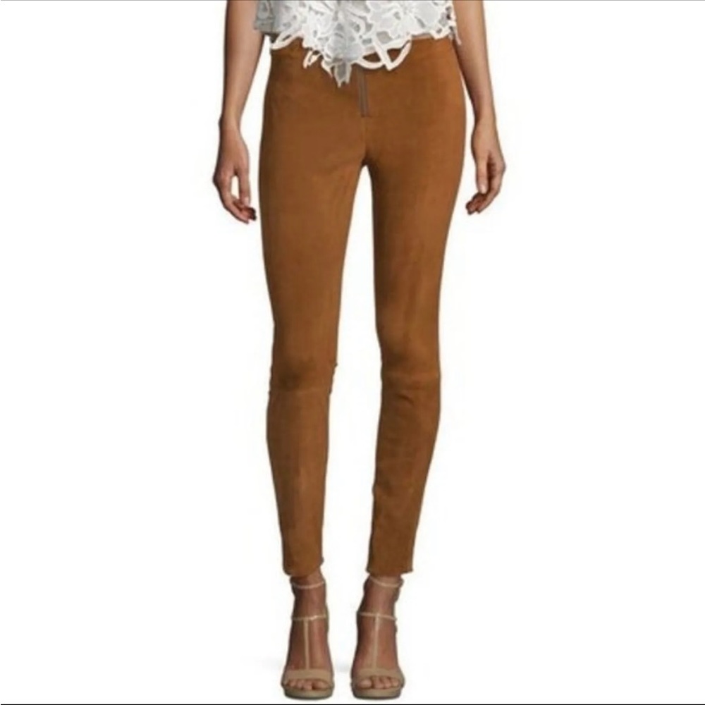 Alice and Olivia suede zipper front pants